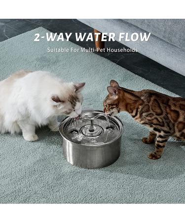 DOOOB Stainless Steel Cat Water Fountain - 3.2L/108oz Pet Dispenser with 3 Filters, Ultra-Quiet Pump, & Waterproof Mat - Buy Online on GoSupps.com