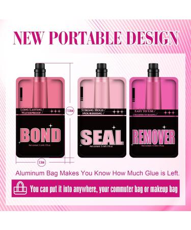 3-in-1 Lash Bond, Seal, & Remover Kit - Strong Hold Adhesive for DIY Eyelash Extensions - Long Lasting & Easy to Use - 3 * 5ml - Buy Online on GoSupps.com