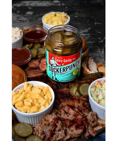 SuckerPunch Spicy Garlic Pickle Spears 24oz - 2-Pack | Gourmet Pickles - Buy Online on GoSupps.com