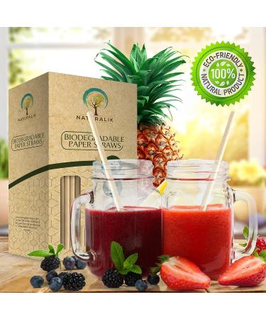 Naturalik Biodegradable Brown Paper Straws 300-Pack - Eco-Friendly & Durable Drinking Straws for Juices, Restaurants, Parties - Buy Online on GoSupps.com