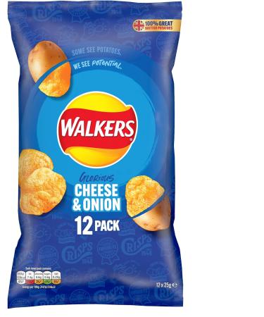 Walkers Cheese and Onion Vegetarian Multipack Crisps Ideal for Lunch and Snacking 12x25 g (Pack of 2) 25 g (Pack of 24) - Buy Online on GoSupps.com