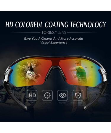 TOREGE Polarized Sports Sunglasses TR002 - Men Women Cycling Running Driving Fishing Glasses - Black Rainbow Lens - Buy Online on GoSupps.com