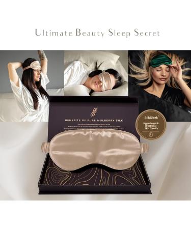 SilkSleek 22 Momme Pure Silk Eye Mask for Sleeping | 100% Mulberry Silk, Super Soft & Comfortable | Blackout Sleep Mask in Gift Box (Champagne) - Buy Online on GoSupps.com