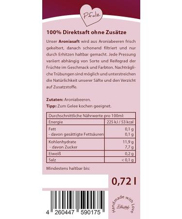 Buy Bleichhof Aronia Juice 100% Natural - 6 x 0.72L Fresh Fruit Juice - No Added Sugar or Additives - Sustainably Made in Meckenheim - Buy Online on GoSupps.com