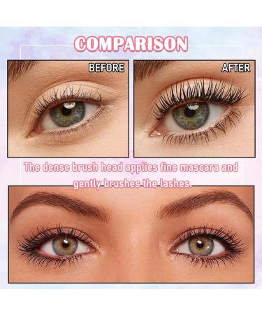 2 Pack 4D Silk Fiber Lash Mascara Lengthening and Thick Long Lasting Waterproof Mascara Set for Women All Day Smudge-Proof Mascara Volume and Length Black - Buy Online on GoSupps.com