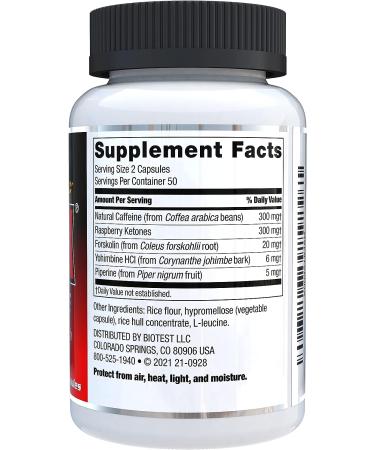 Biotest Hot-Rox Extreme Fat Burner - 100 Capsules - Natural Caffeine, Raspberry Ketone, Forskolin & Yohimbine HCl - Buy Online on GoSupps.com