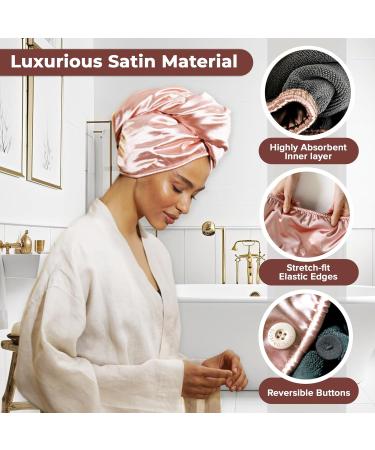SMPL Objects Microfiber Hair Wrap Towel for Curly Hair - Double-Layer Satin Turban Towel for Women in Pink - Buy Online on GoSupps.com