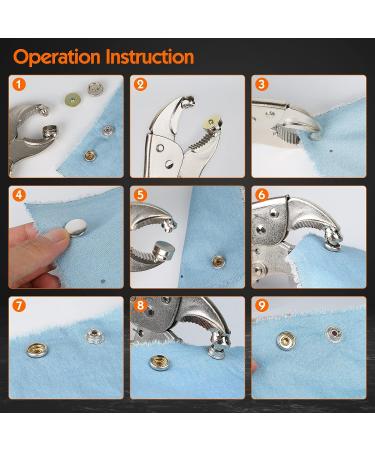 Sopnom Heavy Duty Snap Fasteners Tool Adjustable Snap Buttons Kit Tool Vice-Grip Tool  Includes 10 Sets 15mm Snaps for Boat Cover  Replacing Metal Snaps  Repairing Boat Covers  Canvas  Sewing  Tarps Black - Buy Online on GoSupps.com