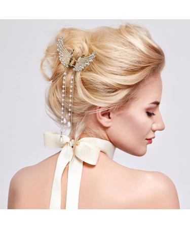 ANCIRS 2 Pack Pearl Long Tassel Hair Claw Clips for Women - Rhinestone Butterfly Hair Barrettes for Girls - Buy Online on GoSupps.com