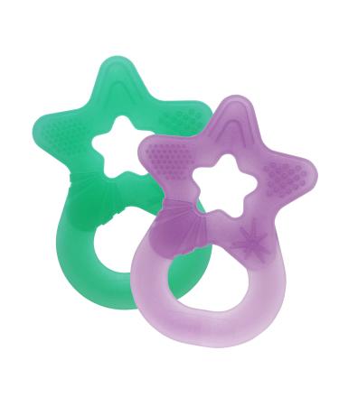 Dentistar Beißring 2 Set-Teether for Babies & toddlers from 3 months-Baby bite ring with a handle made of soft material for dental aid & massage-Made in Germany-Gr n & Lila - Buy Online on GoSupps.com
