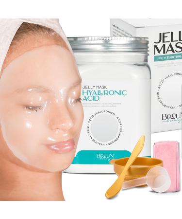 BR UN Peel-Off Hyaluronic AC Jelly Mask for Face Care A 23 fl oz Rubber Mask Jar for 30 to 35 Treatments A Skin Care Moisturizing Gel Mask of Spa Set for Men Women and Adults