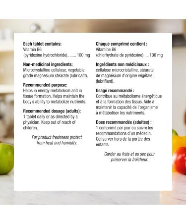 Webber Naturals Vitamin B6 Pyridoxine 100 mg 120 Tablets Supports Energy Metabolism Vegan - Buy Online on GoSupps.com