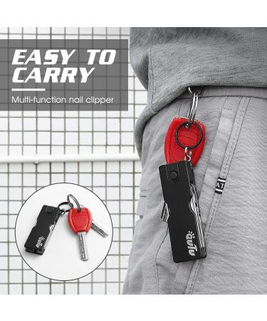OUTU 8 in 1 Keychain Nail Clipper Multitool - EDC Utility Tool with Scissors, Tweezers - Perfect Gifts for Men, Husband, Dad, Boyfriend - Black - Buy Online on GoSupps.com
