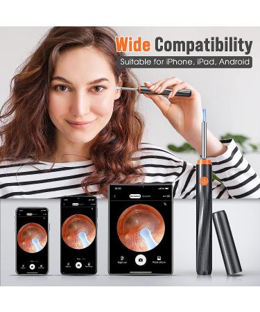 Ear Cleaner with Camera and Light | Ear Wax Removal Kit with 8 Pcs Ear Set | Otoscope for iPad, iPhone, Android | Black - Buy Online on GoSupps.com