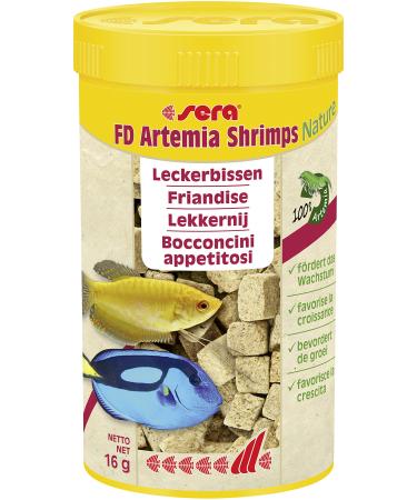 Sera FD Artemia Shrimps Nature 250 ml - the treat for healthy growth - fish feed for the aquarium with very high usability and therefore less algae artemia 250 ml (1 Pack)