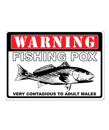 River's Edge Warning Fishing Pox Tin Sign