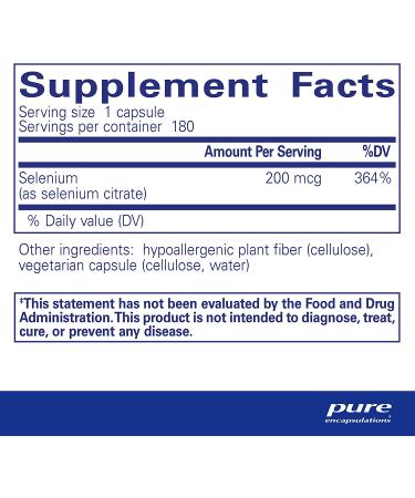 Pure Encapsulations Selenium Citrate 180 Capsules - Immune System Support - Buy Online on GoSupps.com