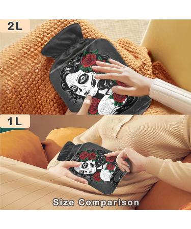 Naanle Rose Sugar Skulls Hot Water Bottle - 2L Handfoots Heating Bag for Pain Relief & Cold Therapy - Transparent & Stylish - Buy Online on GoSupps.com