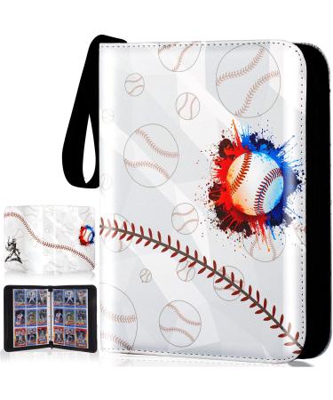 Card Binder 9 Pocket, Trading Card Binder with Sleeves, Baseball Card Binder, Sports Card Binder Collectible Trading Card Albums Fits 900 Cards with 50 Removable Sleevesves Large-Fit 900 cards
