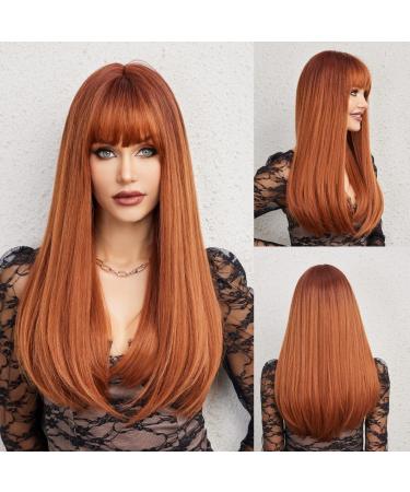Haircube auburn wig with pony long red hair natural look heat -resistant synthetic wig suitable for daily and festive use in fashion -conscious women 26 inches.Auburn-# - Buy Online on GoSupps.com