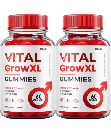 (2 Pack) Vital Grow XL Gummies - Official Formula - Vial Grow XL Advanced Strength Formula Vital Grow XL Reviews Overall Health Support 1000mg Maximum Strength Wellness Supplement (120 Gummies)