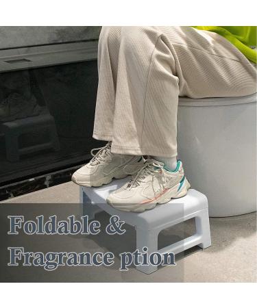 Foldable Toilet Stool with Scented Bead Box - 7-inch Height, Bathroom Step Riser for Adults and Toddlers - White - Buy Online on GoSupps.com