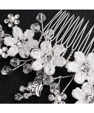 Haopeuk Handmade Silver Pearl Hair Comb Bridal Tiaras Crowns Jewellery Wedding Bridal Hair Jewellery Accessories For Women - Buy Online on GoSupps.com
