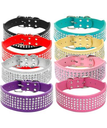 Elegel Leather Dog Collar - Wide Stylish & Safe for All Sizes - Rhinestone Anti-Lost Multiple Colors - Buy Online on GoSupps.com