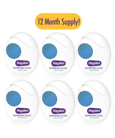 6-Pack Hayden Clean+ Dental Floss | Polar Mint with Anti Tartar Actives | Gentle Care | 30 Yards - Buy Online on GoSupps.com