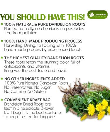 Lavendium Premium 120g Natural Dandelion Root 100% Natural & Pure from Dandelion Root Dandelion Herbal Tea No Additives No Caffeine Vegan - Buy Online on GoSupps.com