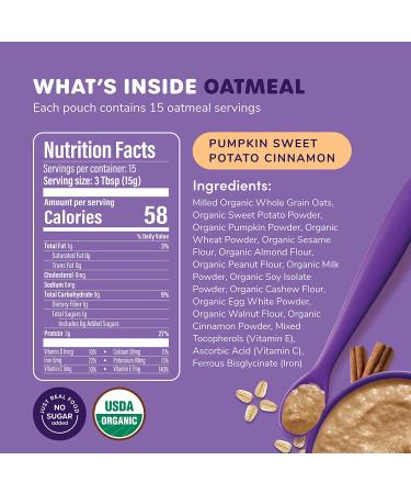 Organic Baby Oatmeal Cereal with Limited Edition Pumpkin Sweet Potato Cinnamon | 15 Servings | Fortified with Iron | Ready Set Food! | Top 9 Allergens Free - Buy Online on GoSupps.com
