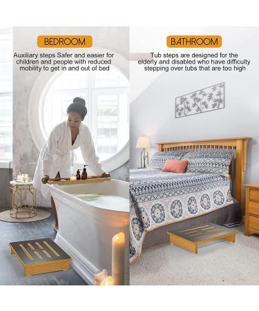 Premium Wooden Step Stool for Adults & Seniors | Non-Slip Rubber | 450 lb Capacity | Indoor/Outdoor Platform | Ideal for Kitchen, Bathroom, Bedside - Buy Online on GoSupps.com