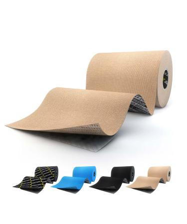 SPORTTAPE Extra Wide Kinesiology Tape 10cm x 5m - Beige | Extra Sticky Waterproof Hypoallergenic | Wide KT Sports Tape Physio Tape for Muscle Injury & Lower Back | Uncut - Single Roll - Buy Online on GoSupps.com