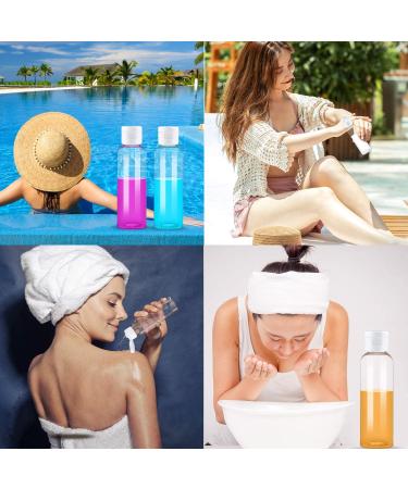 Set of 25 Clear 2oz Plastic Flip Cap Bottles for Travel - Refillable Cosmetic Containers for Shampoo, Soap, Lotion, Cream - 60ml Air Flight Travel Bottles - Buy Online on GoSupps.com