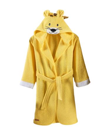 Ely Parker children bathrobe for boys boys girls terry Turkish cotton towel with a hooded super soft absorbent comfortable thick 11-12 years of lion-yellow