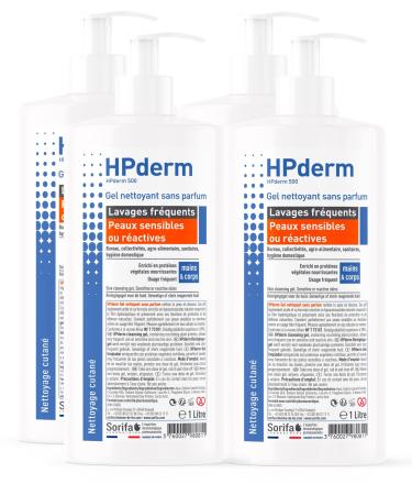 Sorifa Laboratory 4pack HPderm cleansing gel without perfume frequent washing sensitive or reactive skin hands and body with protective soy proteins pH neutral without soap Fl pump 1l