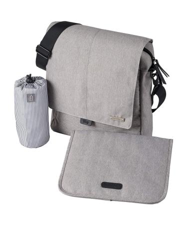 BABABING | DayTripper Lite Baby Changing Bag with Detachable Bottle Holder and Portable Baby Changing Mat | Attachable Pram Organiser with Shoulder Strap | Grey Marl