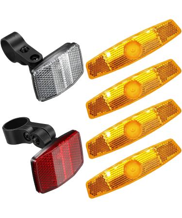 VICDUEKG 6 Pcs Bicycle Reflectors Front and Rear Kit Bike Wheel Spoke Reflectors Accessories, Mountain Bike Safety Warning Reflectors for Night Cycling, Handlebar, Seatpost Orange