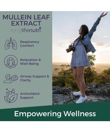 LongLifeNutri Mullein Leaf 1500mg 10:1 Extract - 200 Vegetarian Capsules from Organic Mullein Leaf Powder Herbal Supplement for Respiratory Care 2-Month Supply Non-GMO GMP Certified Made in USA - Buy Online on GoSupps.com