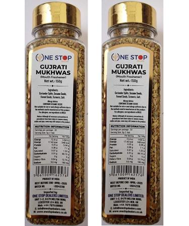 One Stop Dealers Mukhwas Gujrati (150 Gram) Jar - Eat Anywhere or Anytime - Easy to Carry - More Popular in After Meal Digestive Treat Snack (Pack of 2)