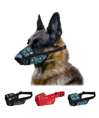 Collardirect dog muzzle - adjustable soft breathable nylon for small medium large dogs against chewing barking biting - 3 tribal patterns (pattern 3) pattern 3 m/l