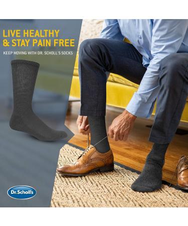 Dr. Scholl's Men's Diabetes & Circulator Socks - Non-binding Comfort, Moisture Management Crew - 4 & 6 Pair Packs - Size 7-12 - Buy Online on GoSupps.com