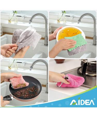 AIDEA Kitchen Dish Cloth 12-Pack - Super Absorbent Coral Fleece Dish Cloths - Premium Microfiber Cleaning Cloths - Fast Drying & Reusable Dish Rags - Buy Online on GoSupps.com