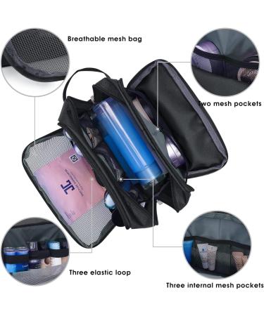 WANDF Water-Resistant Nylon Toiletry Bag for Men and Women - Lightweight Travel Wash Bag (A-Pure Black) - Buy Online on GoSupps.com