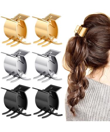 6 Pcs Small Metal Hair Clips Metal Hair Claw Clips for Women Girls Metal Bangs Mini Claw Clips Tiny Hair Clips Non Slip Hair Jaw Clips Hair Clamps Hair Pin Hair Accessories  Black  Gold  Silver