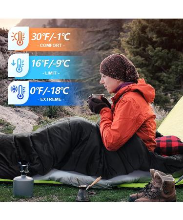 Keencamp 0 Degree XXL Sleeping Bag for Winter | Cold Weather Adult 4 Season Big and Tall | Cotton Flannel, Pillow & Compression Sack | Black_L - Buy Online on GoSupps.com