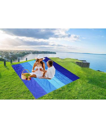 WIWIGO Sandproof Beach Blanket 79 X 83 - Waterproof Outdoor Picnic Mat for Travel, Camping, Hiking - Blue - Buy Online on GoSupps.com