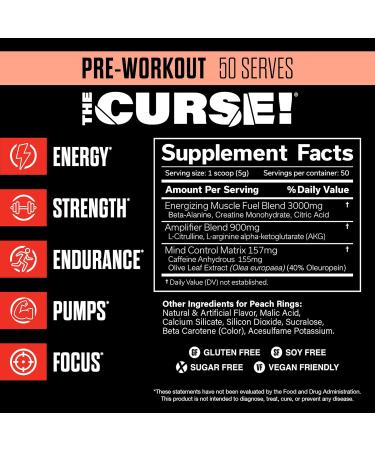 JNX SPORTS The Curse! Pre Workout Powder - Peach Rings - 50 Servings - Buy Online on GoSupps.com