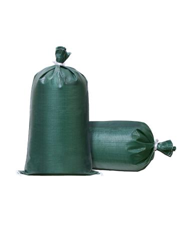 TerraRight Sandbags - Extra Durable Empty Green Woven Polypropylene Sand Bags w/Ties, Max. UV Protection, 14" x 26" (20 Count) 20 Count Green