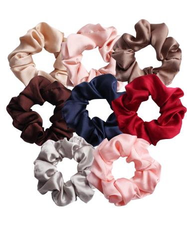 Velvet Elastic Soft Hair Ties for Girls and Women (Satin Ribbon 8 Pack)